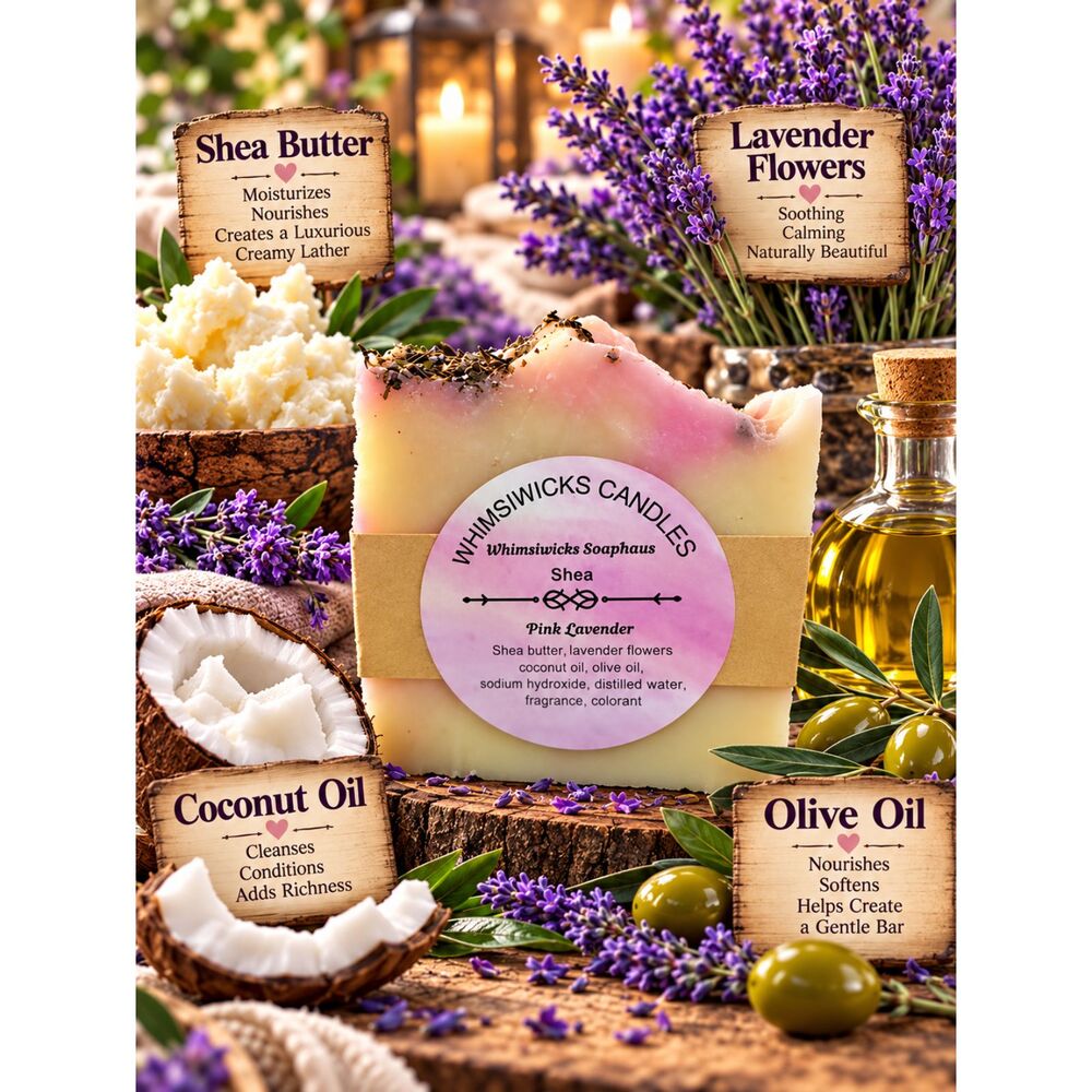 Handcrafted Pink Lavender Shea Butter Artisan Soap – Luxurious Botanical Bar